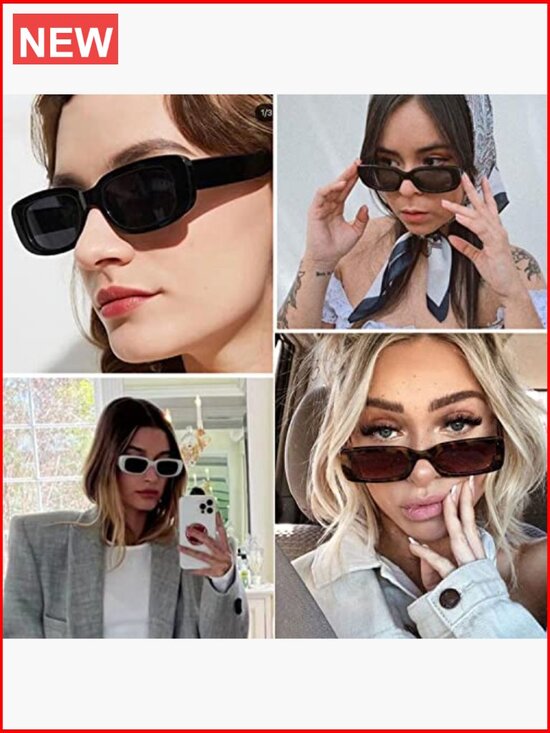 Trendy Retro Rectangle Sunglasses UV400 Protection Square Frame
